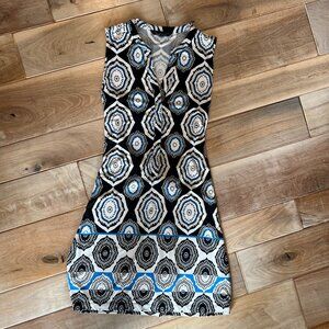 White House Black Market Black and Blue Sheath Midi Dress